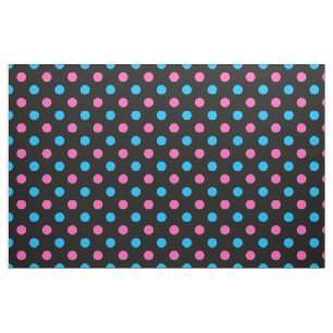 Black Pink Blue Polka Dot Pattern Fabric