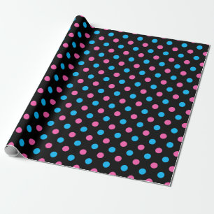 Black Pink Blue Polka Dot Pattern Wrapping Paper