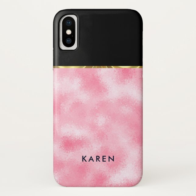 Black & Pink Bokeh Glitter Geometric Design Case-Mate iPhone Case (Back)