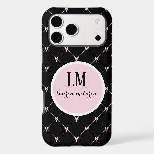 Black & Pink Bow Monogram