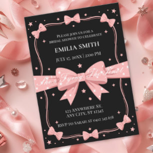 black pink Bows She's Tying the Knot Bridal Shower Invitation
