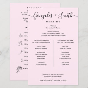 Black Pink bridal party Wedding Timeline list