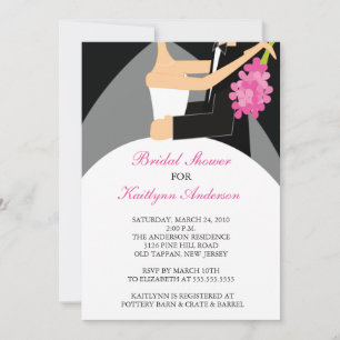 Black & Pink Bride Bridal Shower Invitation