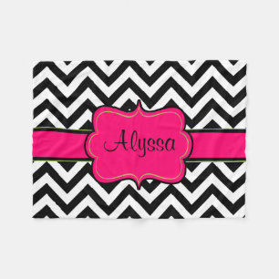 Black Pink Chevron Monogram Blanket