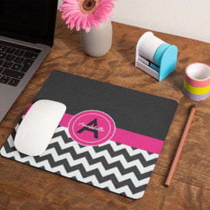Black Pink Chevron Mouse Mat