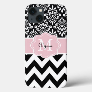 Black Pink Chevron Personalised iPhone 13 Case