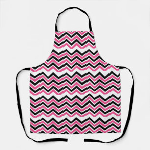 Black Pink Chevron Stripe Apron