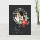 Black Pink Circle Christmas Photo Poinsettia Flora