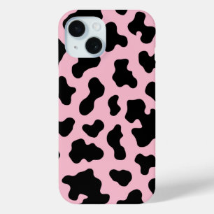 Black & Pink Cow Cowhide Print  iPhone 15 Case