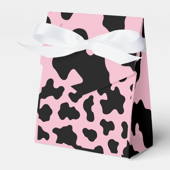 Black & Pink Cow Cowhide Print  Favour Box (Front Side)