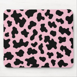 Black & Pink Cow Cowhide Print  Mouse Mat