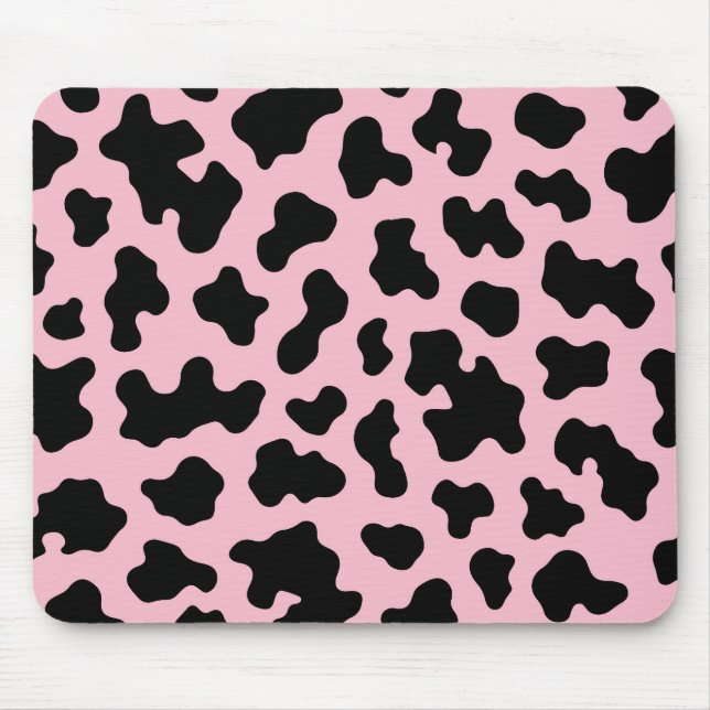 Black & Pink Cow Cowhide Print  Mouse Mat (Front)