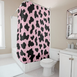 Black & Pink Cow Cowhide Print  Shower Curtain