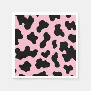 Black & Pink Cow Print Birthday Party Napkin