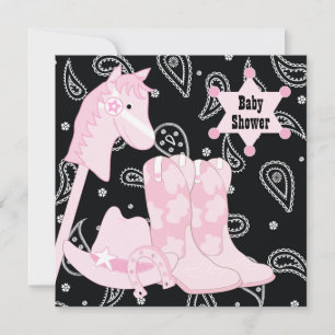 Black Pink Cowgirl Baby Shower Invitations