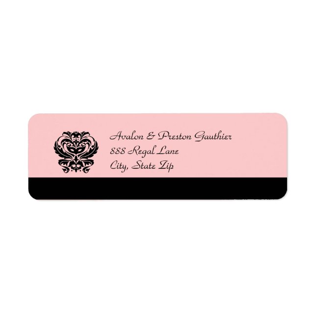 Black & Pink Crest Masquerade Mask Address Label (Front)