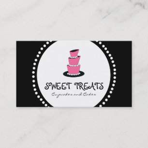 Black Pink Cupcake Cake Bakery Business Cards