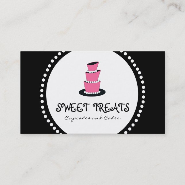 Black Pink Cupcake Cake Bakery Business Cards (Front)