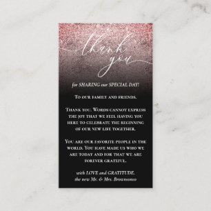 Black Pink Custom Photo Glitz Thank You Enclosure Card