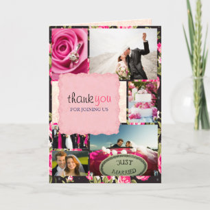 Black & Pink Custom Photos Wedding Thank You Card