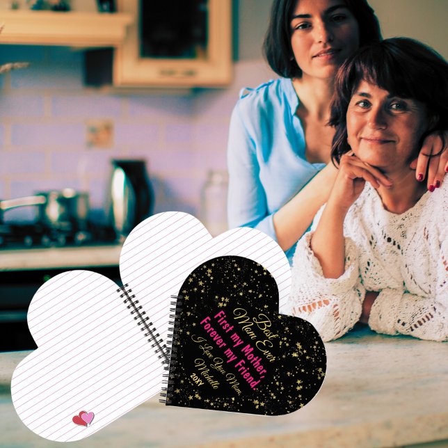 Black Pink Cute Best Mum Ever Elegant Mothers Day Notebook (Creator Uploaded)