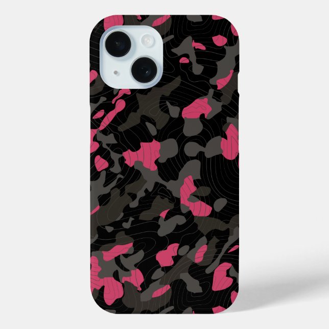 Black Pink Diagonal Camo with Contour Lines Case-Mate iPhone Case (Back)