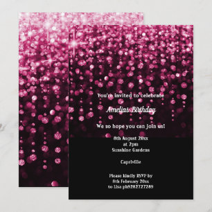BLACK PINK DIAMOND WATERFALL 2 BIRTHDAY PARTY  INVITATION