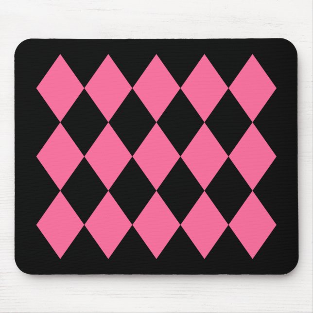 Black & Pink Diamonds Mouse Mat (Front)