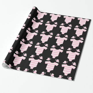 Black Pink Dolka Dot Baby Outfit Baby Shower Wrapping Paper