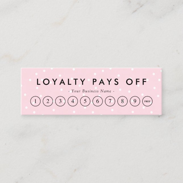 Black & Pink Dots Loyalty Punch Card (Front)