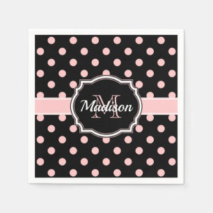 Black & Pink Dots Napkin