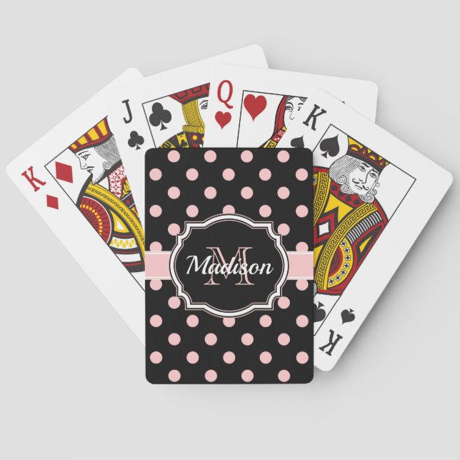 Black & Pink Dots Playing Cards (Back)