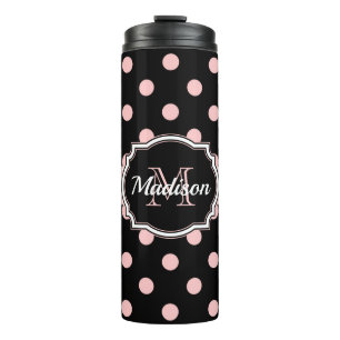 Black & Pink Dots Thermal Tumbler