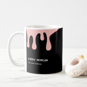 Black Pink Drip Name Business Mug