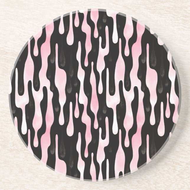 Black Pink Drips Coaster (Front)