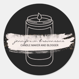 Black Pink elegant simple modern soy candle Classic Round Sticker
