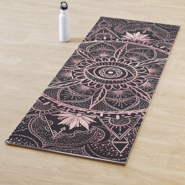 Black Pink Eye Mandala Yoga Mat (In Situ)