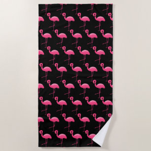 BLACK PINK FLAMINGO BRIGHT BEACH TOWEL SET