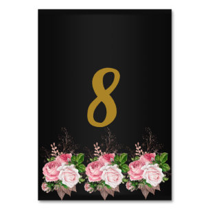 Black Pink Floral Bouquet TABLE NUMBER