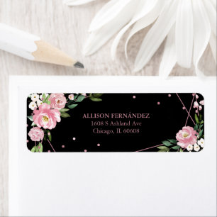 Black Pink Floral Quinceanera 