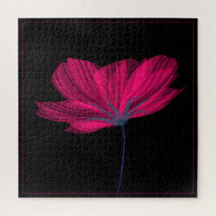 Black & Pink Flower Classy Floral Art Challenging Jigsaw Puzzle