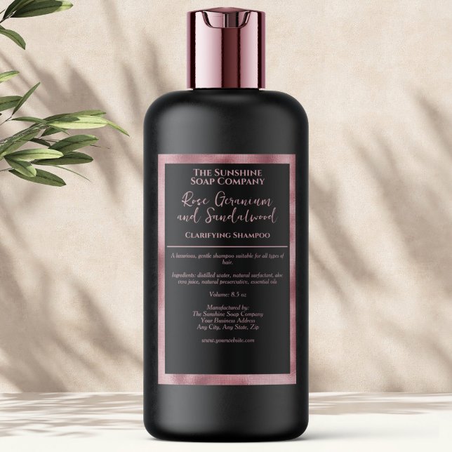 Black Pink foil waterproof cosmetics bottle label (Creator Uploaded)