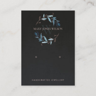 BLACK PINK FOLIAGE MONOGRAM EARRING DISPLAY LOGO BUSINESS CARD