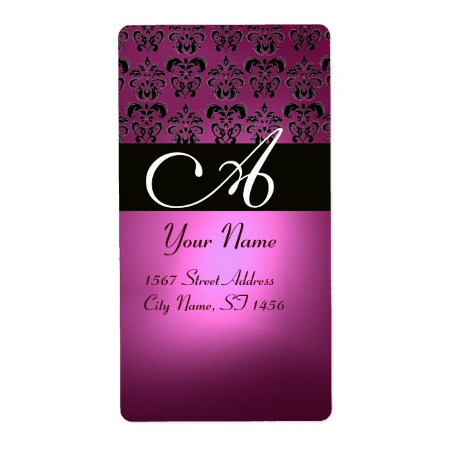 BLACK PINK FUCHSIA PURPLE AMETHYST DAMASK MONOGRAM (Front)