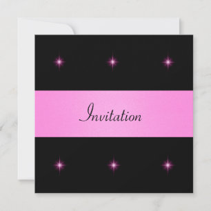 Black & Pink Fuschia Stars Special Event Invitation