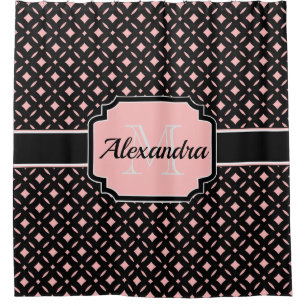 Black & Pink Geometric pattern Shower Curtain