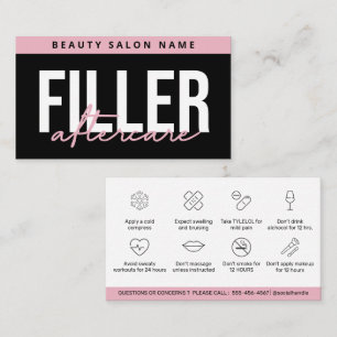 Black Pink Glam Filler Aftercare Guide Business Card