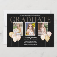 Black Pink Glitter Balloon Photo Graduation Party