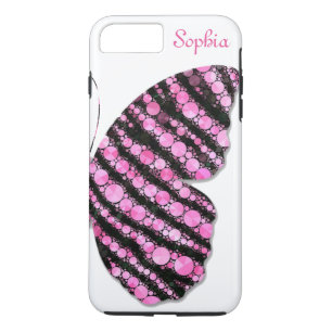 Black & Pink Glitter Butterfly Personalized iPhone 8 Plus/7 Plus Case