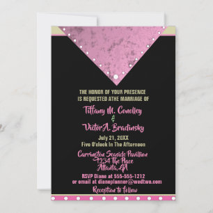 Black, Pink & Gold Elegant Modern Wedding Invitation